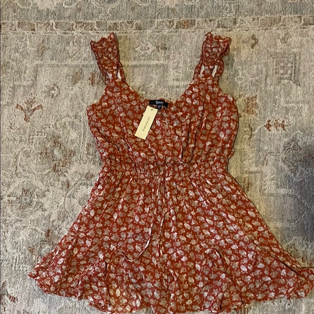 Trixxi Red and White Floral Shorts Romper